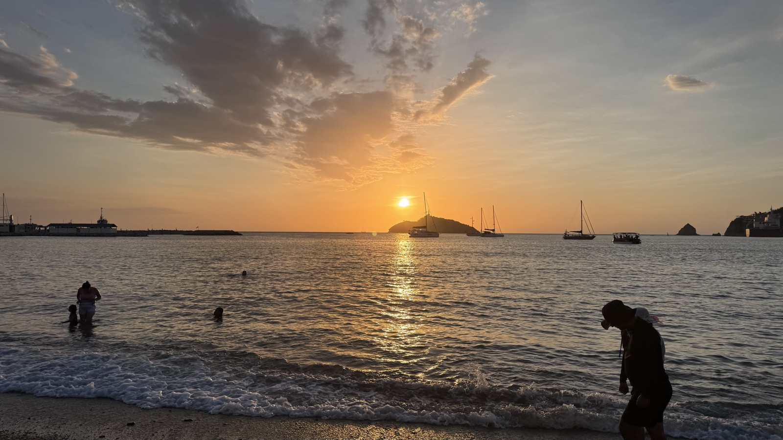 Sunset over the Caribbean Sea in Santa Marta, Colombia