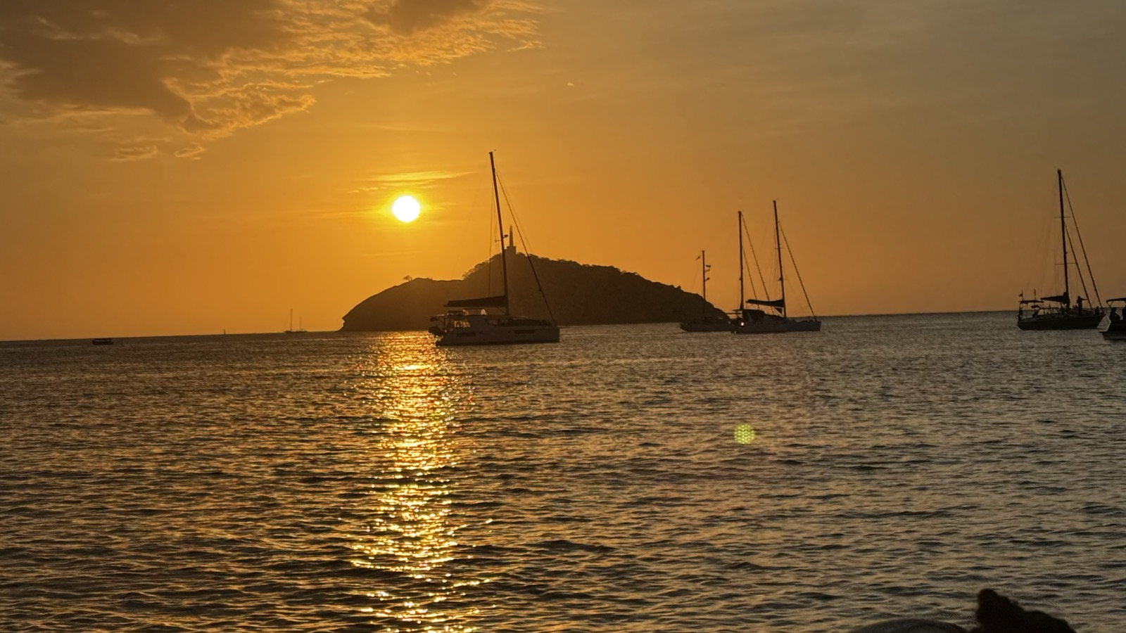 Golden sunset over the sea in Santa Marta